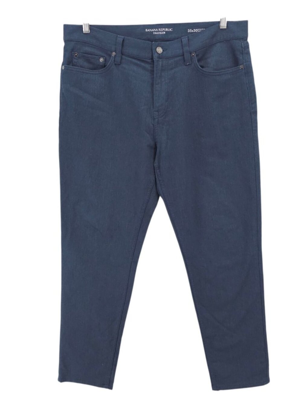 BANANA REPUBLIC Traveler Athletic Tapered 5-Pocket Pants Navy Heathered 35x30